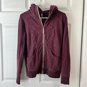 Lululemon Heavyweight Scuba Zip Up Hoodie in Heathered Burgundy Size 6